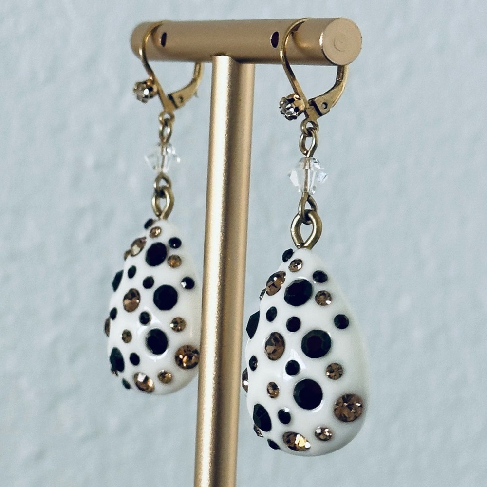 Betsey Johnson Rare Lucite and Bling Drop Earrings - Picture 4 of 8